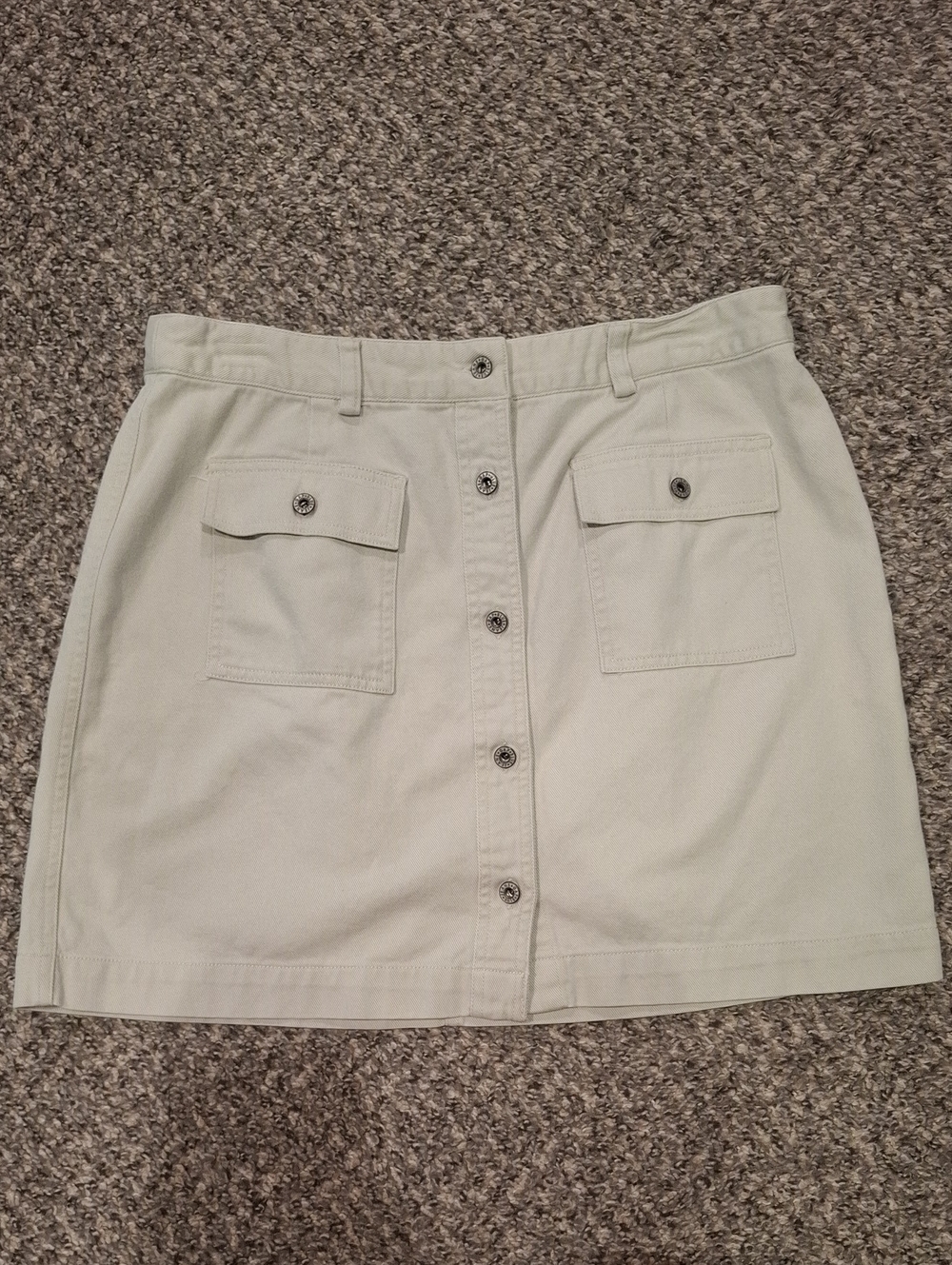GAP Button-Front Mini Skirt in Light Cream